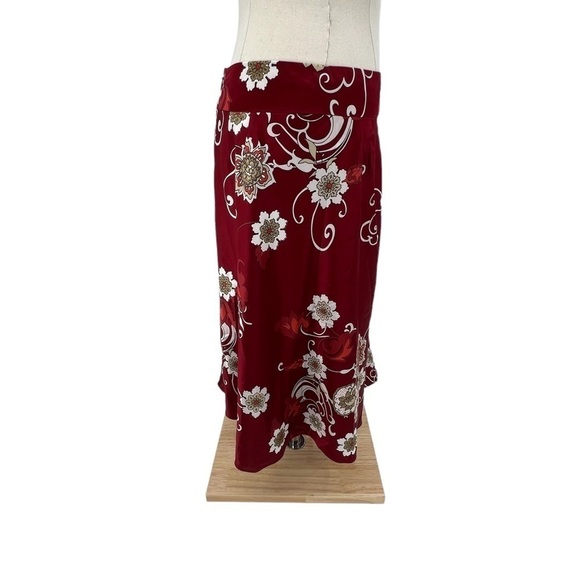 Ann Taylor Red Floral Lined Side Pleat Above The Knee Skirt Size 2 Women's - Picture 8 of 11